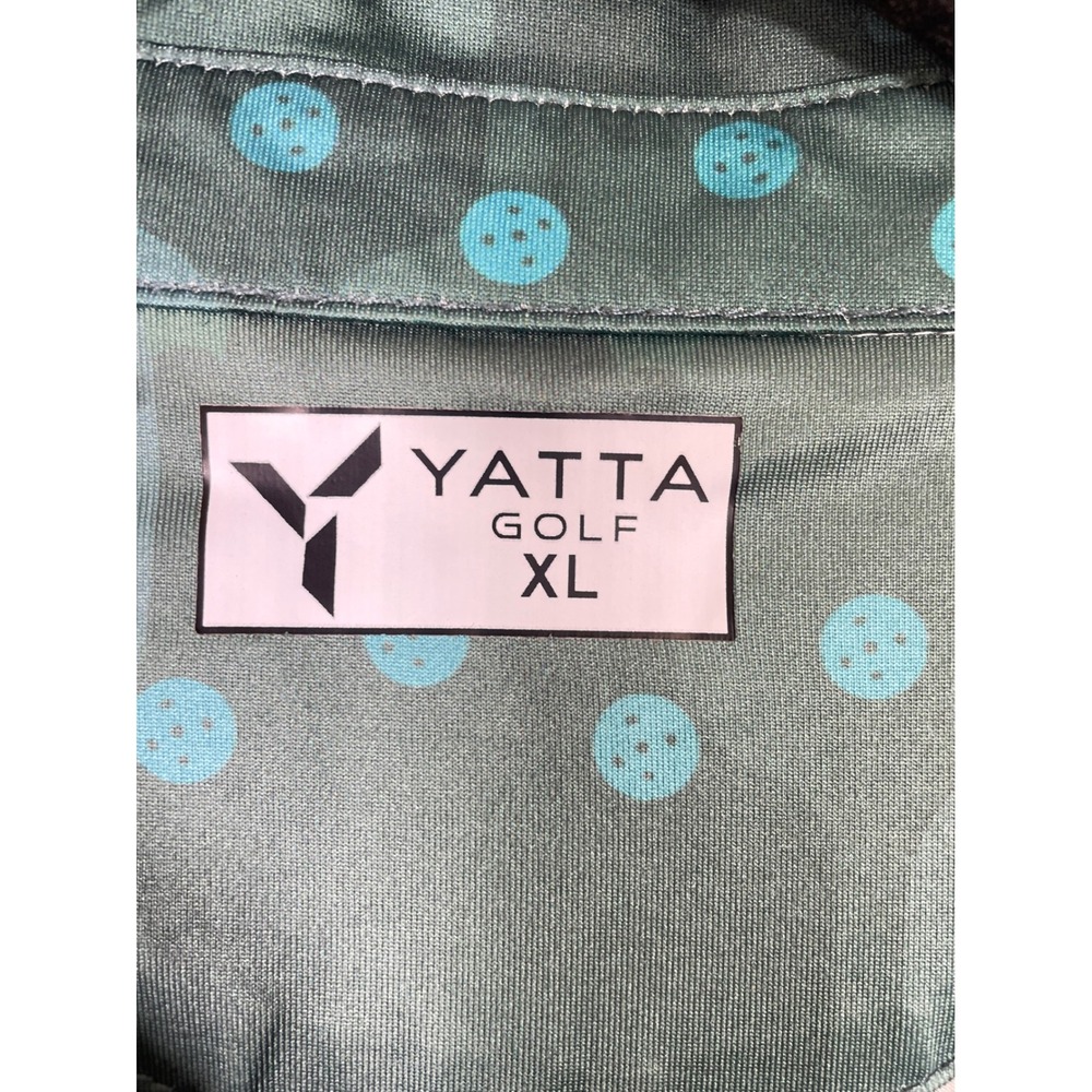 Yatta Golf Mens XL Green‎ Pickleball Paddle Print Polo Shirt Short Sleeve - Picture 2 of 8